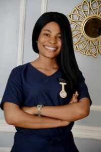 Photo of a female nurse smiling